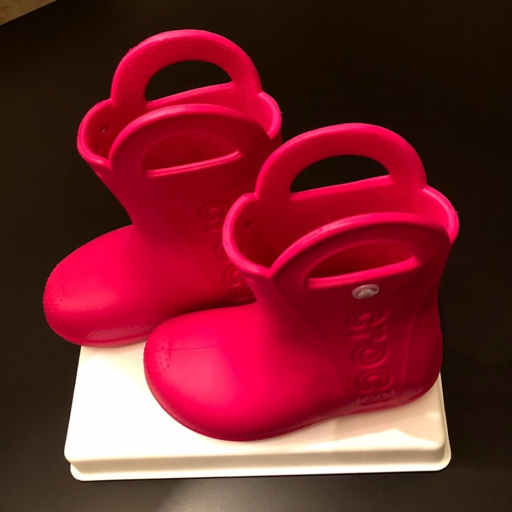 CROCS Handle Fuchsia Pink Rain Boots Girls/Tod 11